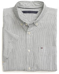 Tommy Hilfiger Final Sale  Classic Fit Short Sleeve Striped Oxford