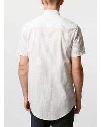 Topman Greywhite Striped Short Sleeve Casual Shirt