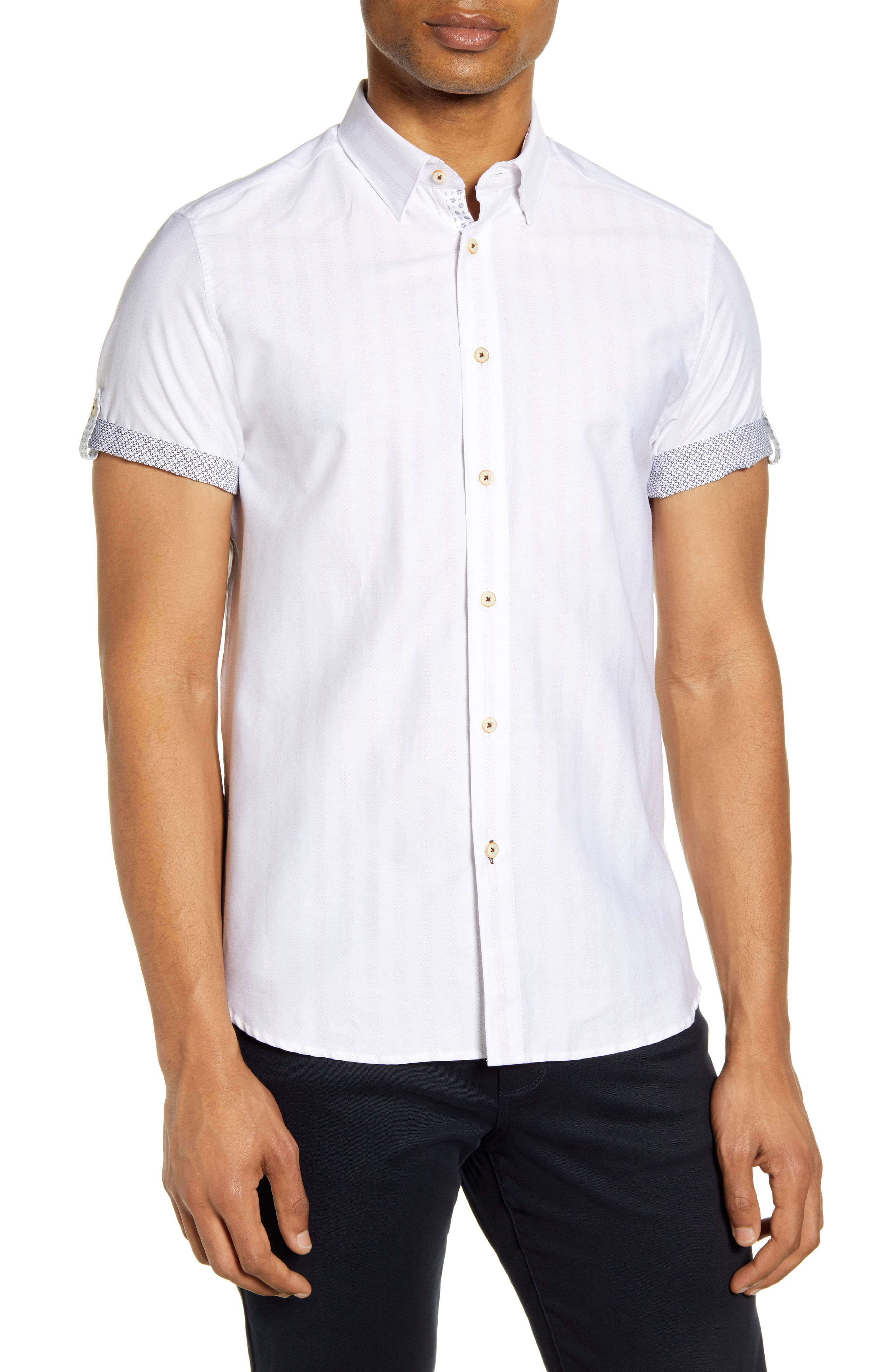 Ted Baker London Handeez Slim Fit Stripe Short Sleeve Button Up Shirt ...