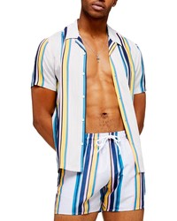 Topman Multi Stripe Button Up Camp Shirt