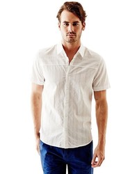 GUESS Reef Short Sleeve Dobby Striped Slim Fit Shirt