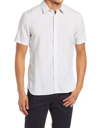 Vince Slim Fit Variegated Stripe Short Sleeve Button Up Shirt