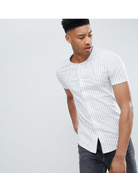 ASOS DESIGN Tall Skinny Baseball Collar Stripe Shirt