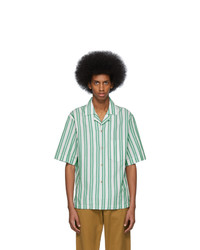 Acne Studios White And Green Striped Simon Shirt
