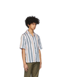 Acne Studios White And Yellow Striped Short Sleeve Shirt