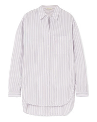 White Vertical Striped Silk Dress Shirt