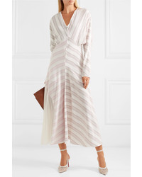 Victoria Beckham Paneled Striped Silk And Chiffon Dress