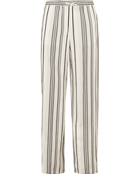 Jil Sander Embroidered Striped De Poudre Silk Wide Leg Pants