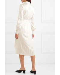 La Collection Eleni Striped Silk Satin Wrap Dress