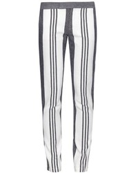 White Vertical Striped Skinny Pants