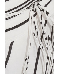 Apiece Apart Rosehip Asymmetric Striped Linen And Silk Blend Wrap Midi Skirt White