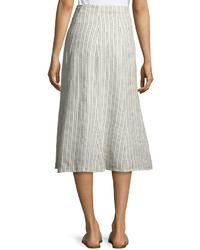 Theory Zimri Narrow Striped Linen Skirt White
