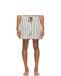 White Vertical Striped Swim Shorts