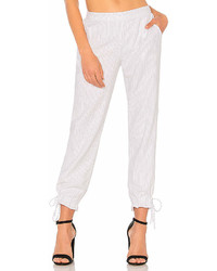 White Vertical Striped Tapered Pants