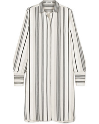 Jil Sander Embroidered Striped De Poudre Silk Shirt
