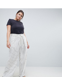 ASOS WHITE Curve Pinstriped Wide Leg Trousers
