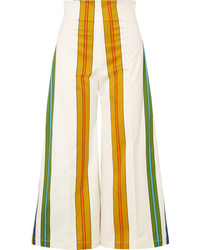 Silvia Tcherassi Pietrone Cropped Striped Stretch Cotton Wide Leg Pants
