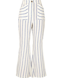 Rosie Assoulin Striped Linen Flared Pants