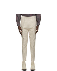 White Vertical Striped Wool Chinos