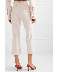 Orseund Iris Cropped Pinstriped Wool Blend Flared Pants