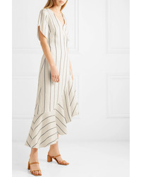 Paper London Asymmetric Striped Wrap Dress