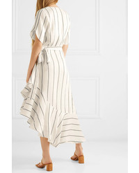 Paper London Asymmetric Striped Wrap Dress