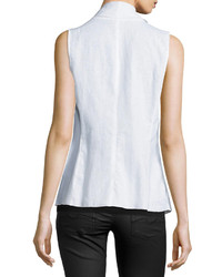 Neiman Marcus Draped Open Front Linen Vest Simply White