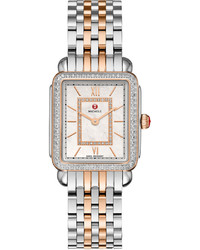 Michele 16mm Deco Ii Midsize Diamond Watch Head Rose Goldsilver