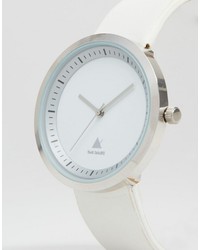 Asos Brand Watch In White With Silver Edge