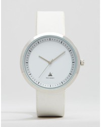 Asos Brand Watch In White With Silver Edge