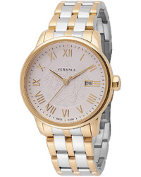 Versace Business Two Tone Stainless Steel Bracelet Watch Silver