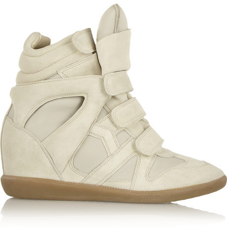 Marant Burt Leather And Suede Concealed Wedge $730 | NET-A-PORTER.COM |