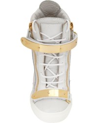 Giuseppe Zanotti Croc Stamped Wedge Zip Sneaker White