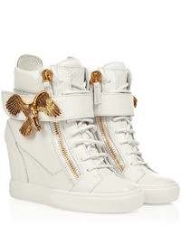 Giuseppe Zanotti Wedge Sneakers With Eagle Detail In White