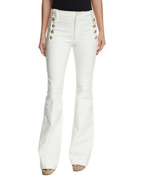 Derek Lam 10 Crosby Flare Trousers W Sailor Buttons Soft White
