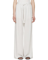 Raquel Allegra Grey Crepe Belted Trousers