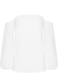 Theory Laureema Off The Shoulder Cotton Blend Poplin Top White