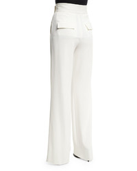 A.L.C. Madeline Belted Crepe Wide Leg Pants White