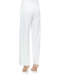 Eileen Fisher Modern Wide Leg Stretch Crepe Pants White Plus Size