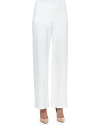 Eileen Fisher Modern Wide Leg Stretch Crepe Pants White Plus Size