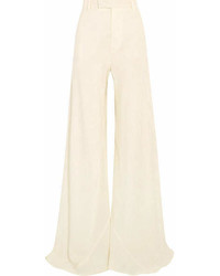 Etro Silk Jacquard Wide Leg Pants Ivory