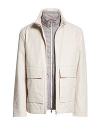 Brunello Cucinelli 3 In 1 Cotton Nylon Down Hooded Jacket In Cyo66 White At Nordstrom