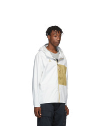 Nike White And Yellow Acg Packable Rain Jacket