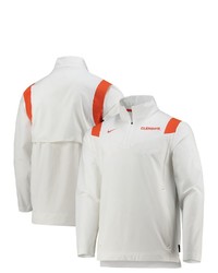 Nike White Clemson Tigers 2021 Team Coach Quarter Zip Jacket