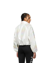 Kenzo White Iridescent Cropped Windbreaker Jacket