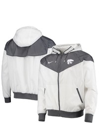 Nike White Kansas State Wildcats Windrunner Raglan Full Zip Hoodie Jacket At Nordstrom