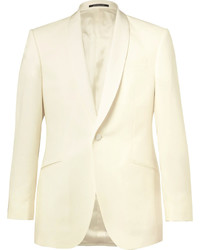 Richard James Ivory Slim Fit Grosgrain Trimmed Wool Tuxedo Jacket