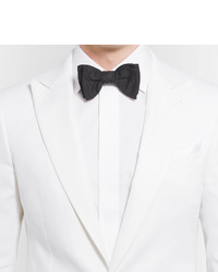 Giorgio Armani White Slim Fit Stretch Virgin Wool And Linen Blend Tuxedo Jacket