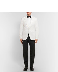 Giorgio Armani White Slim Fit Stretch Virgin Wool And Linen Blend Tuxedo Jacket