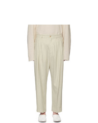 Hed Mayner Off White Wool Pleated Trousers